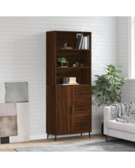 Buffet haut Chêne marron 69,5x34x180 cm Bois d'ingénierie | Mobilier & Déco