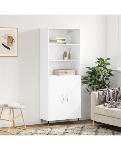 Buffet haut Blanc 69,5x34x180 cm Bois d'ingénierie | Mobilier & Déco