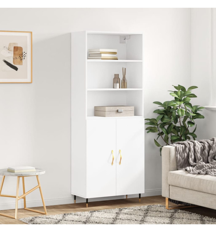 Buffet haut Blanc 69,5x34x180 cm Bois d'ingénierie | Mobilier & Déco