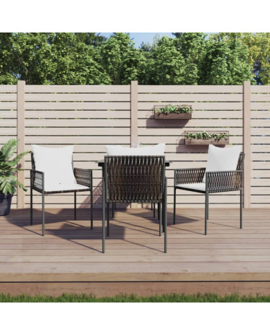 Chaises de jardin et coussins lot de 4 marron 54x61x83 cm rotin | Mobilier & Déco