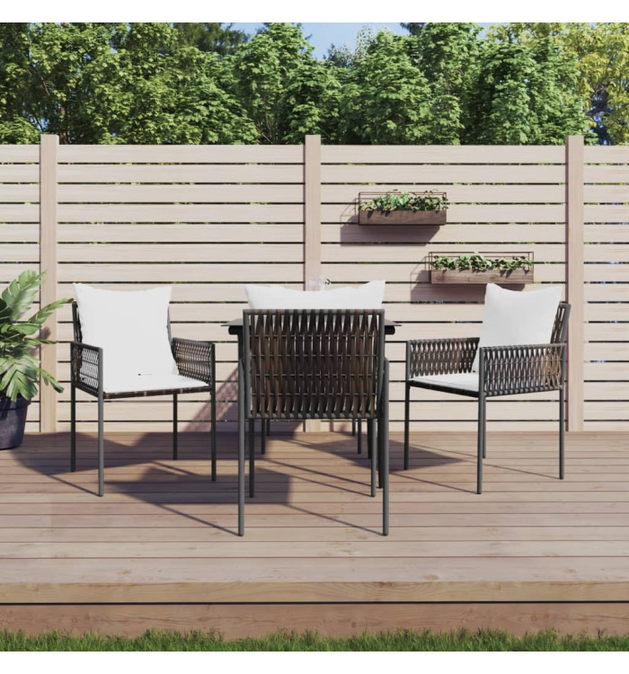 Chaises de jardin et coussins lot de 4 marron 54x61x83 cm rotin | Mobilier & Déco