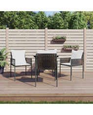 Chaises de jardin et coussins lot de 4 marron 54x61x83 cm rotin | Mobilier & Déco