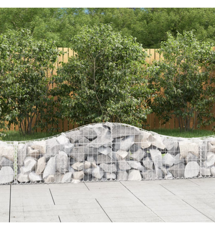 Paniers à gabions arqués 3 pcs 200x30x40/60 cm Fer galvanisé | Mobilier & Déco