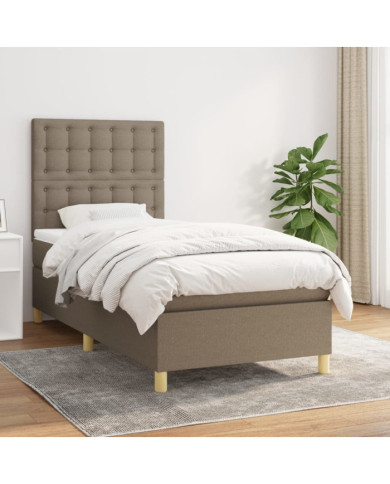 Sommier à lattes de lit avec matelas Taupe 90x200 cm Tissu | Mobilier & Déco