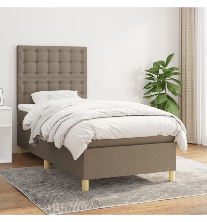 Sommier à lattes de lit avec matelas Taupe 90x200 cm Tissu | Mobilier & Déco