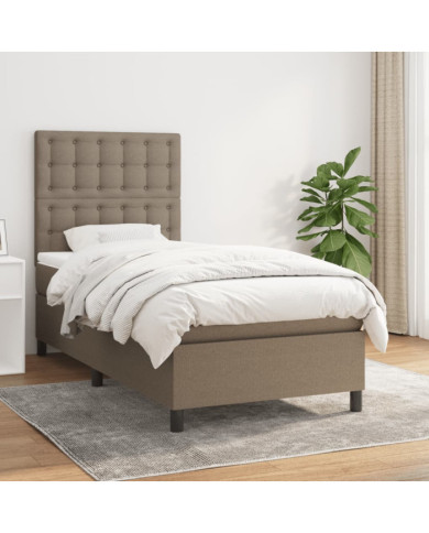 Sommier à lattes de lit avec matelas Taupe 90x190 cm Tissu | Mobilier & Déco