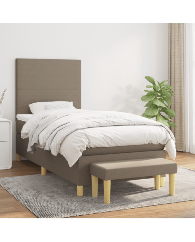 Sommier à lattes de lit avec matelas Taupe 90x190 cm Tissu | Mobilier & Déco