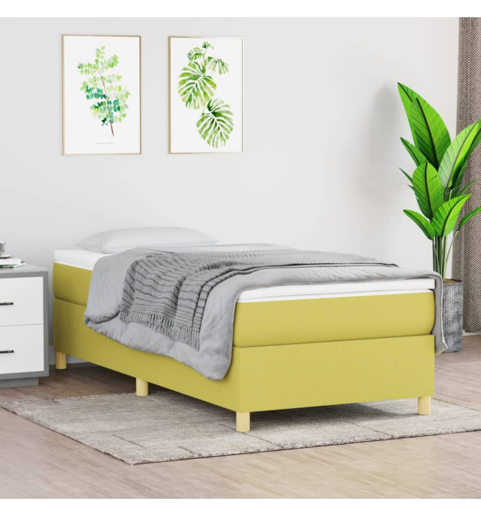 Cadre de lit sans matelas vert 90x190 cm tissu | Mobilier & Déco