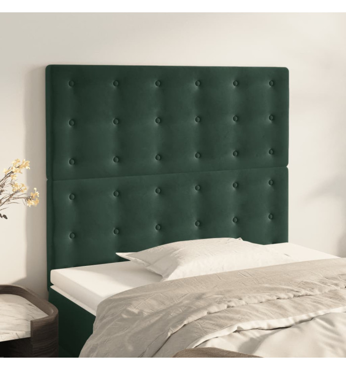 Têtes de lit 2 pcs Vert foncé 100x5x78/88 cm Velours | Mobilier & Déco