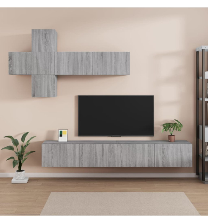 Ensemble de meubles TV 7 pcs Sonoma gris Bois d'ingénierie | Mobilier & Déco