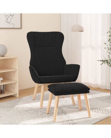 Chaise de relaxation avec repose-pied Noir Tissu | Mobilier & Déco