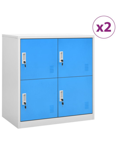 Armoires à casiers 2 pcs Gris clair et bleu 90x45x92,5 cm Acier | Mobilier & Déco