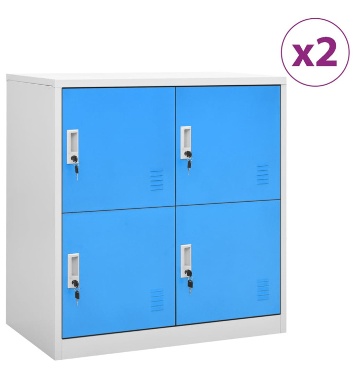 Armoires à casiers 2 pcs Gris clair et bleu 90x45x92,5 cm Acier | Mobilier & Déco