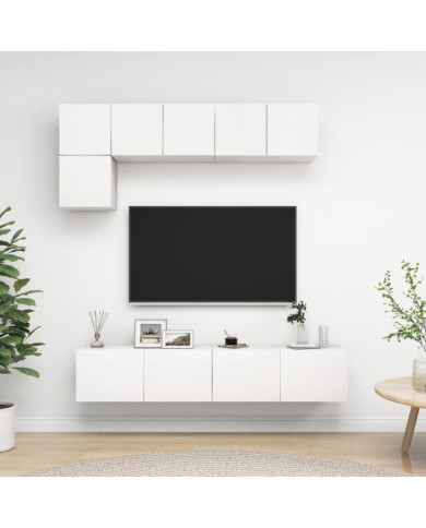 Ensemble de meubles TV 5 pcs Blanc Bois d'ingénierie | Mobilier & Déco