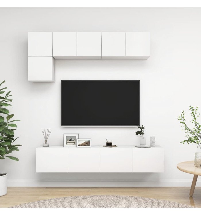 Ensemble de meubles TV 5 pcs Blanc Bois d'ingénierie | Mobilier & Déco