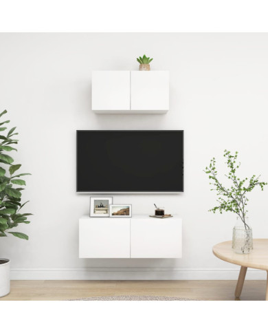 Ensemble de meubles TV 2 pcs Blanc Bois d'ingénierie | Mobilier & Déco