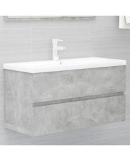 Armoire d'évier et lavabo intégré gris béton bois d'ingénierie | Mobilier & Déco