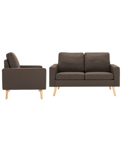 Ensemble de canapés 2 pcs Tissu Marron | Mobilier & Déco