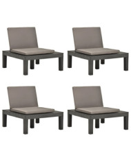 Chaises de salon de jardin et coussins 4pc Plastique Anthracite | Mobilier & Déco