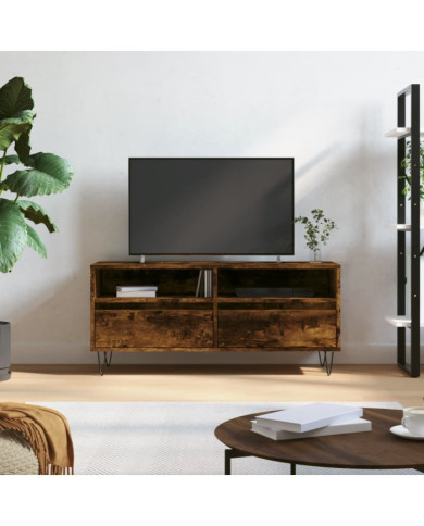 Meuble TV chêne fumé 100x34,5x44,5 cm bois d'ingénierie | Mobilier & Déco
