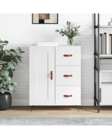 Buffet Blanc brillant 69,5x34x90 cm Bois d'ingénierie | Mobilier & Déco