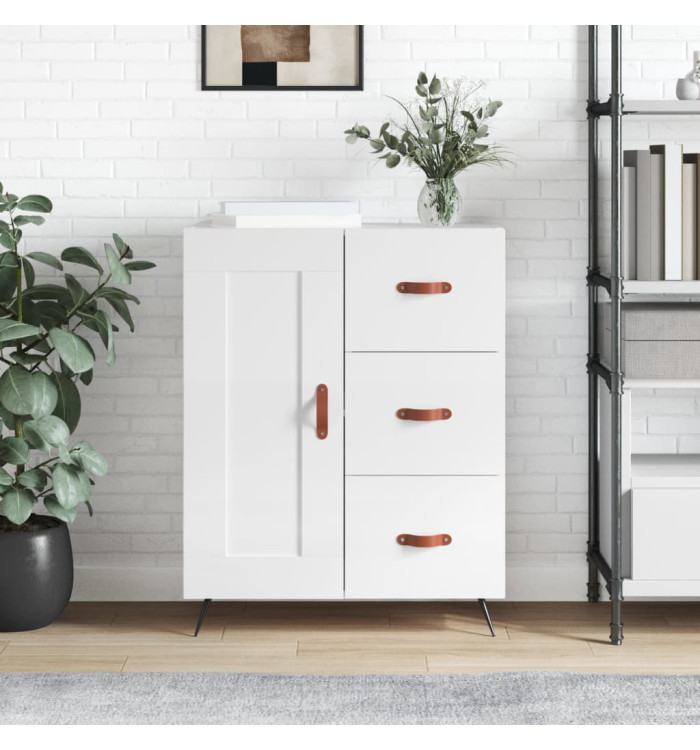 Buffet Blanc brillant 69,5x34x90 cm Bois d'ingénierie | Mobilier & Déco