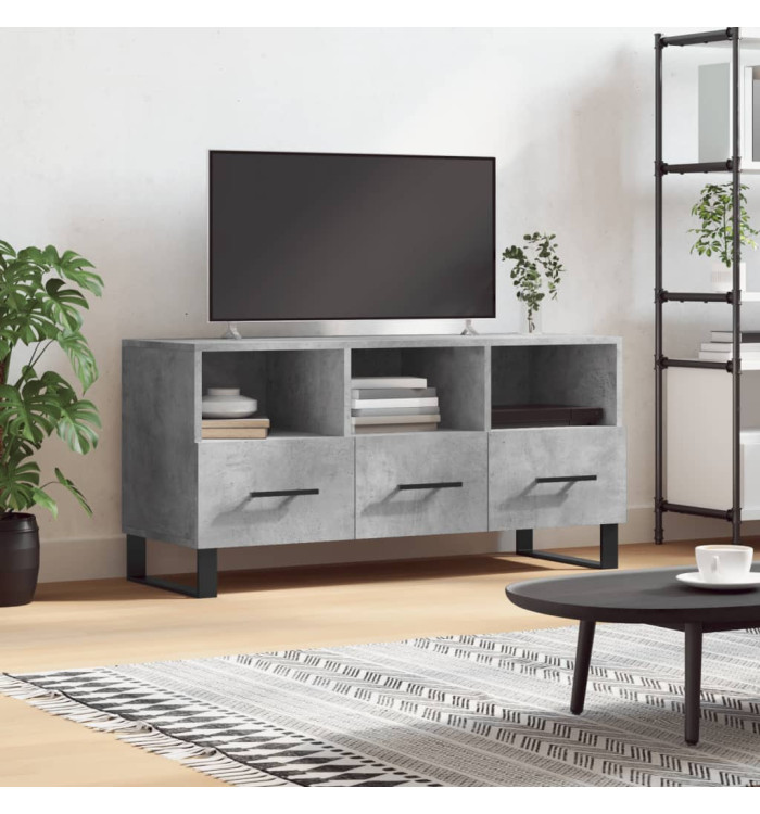 Meuble TV gris béton 102x36x50 cm bois d'ingénierie | Mobilier & Déco