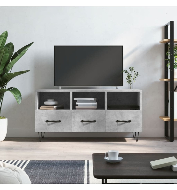 Meuble TV gris béton 102x36x50 cm bois d'ingénierie | Mobilier & Déco