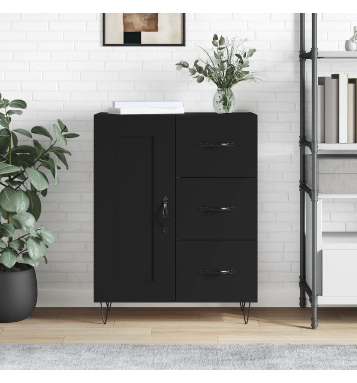 Buffet noir 69,5x34x90 cm bois d'ingénierie | Mobilier & Déco