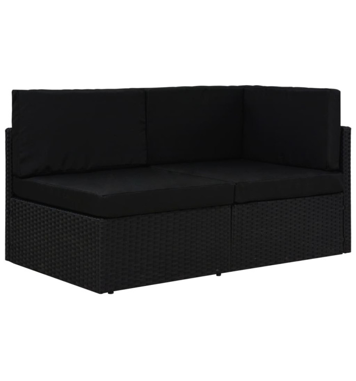 Canapé sectionnel 2 places Résine tressée Noir | Mobilier & Déco