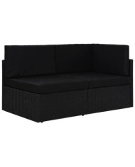 Canapé sectionnel 2 places Résine tressée Noir | Mobilier & Déco
