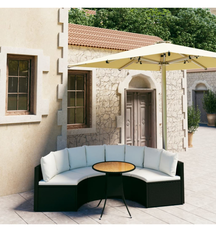 Salon de jardin 5 pcs avec coussins Résine tressée Noir | Mobilier & Déco