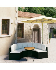 Salon de jardin 5 pcs avec coussins Résine tressée Noir | Mobilier & Déco