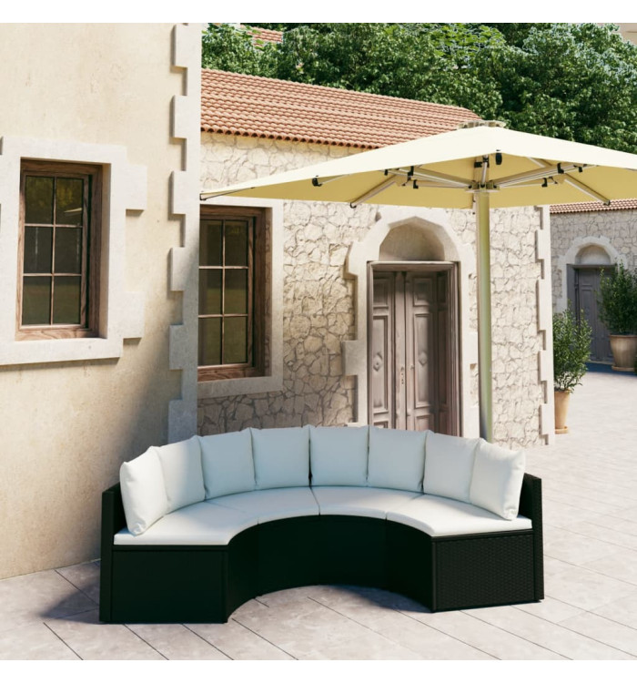 Salon de jardin 4 pcs avec coussins Résine tressée Noir | Mobilier & Déco