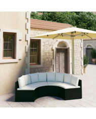 Salon de jardin 4 pcs avec coussins Résine tressée Noir | Mobilier & Déco