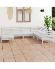 Salon de jardin 7 pcs Bois de pin massif Blanc | Mobilier & Déco