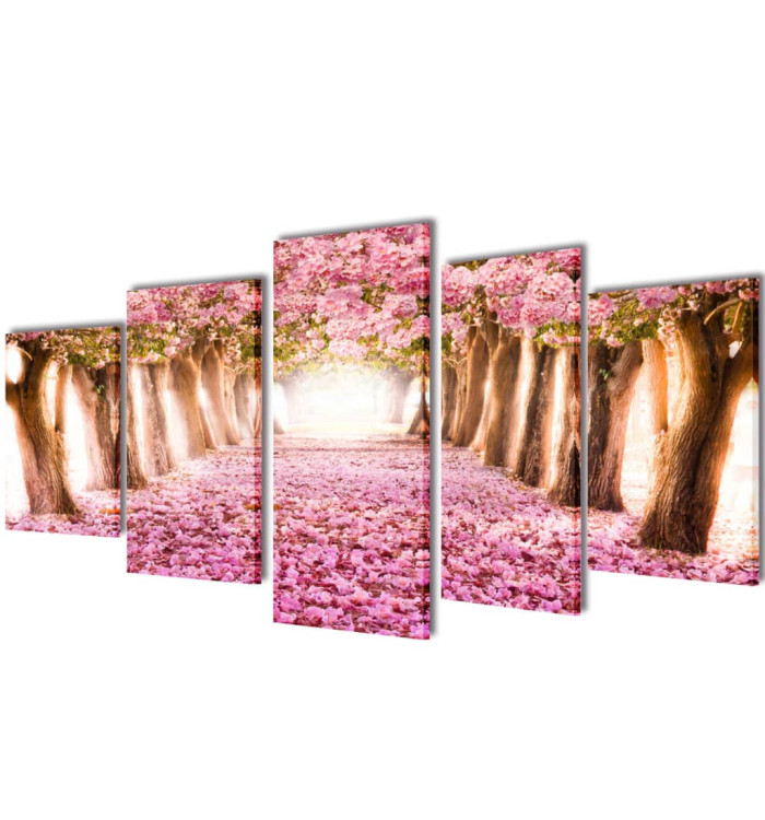 Set de toiles murales imprimées Cerisiers en fleurs 100 x 50 cm | Mobilier & Déco