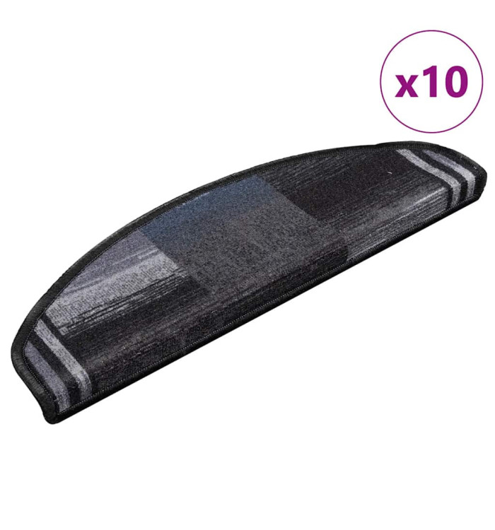 Tapis d'escalier autoadhésifs 10 pcs 65x21x4 cm Noir et gris | Mobilier & Déco