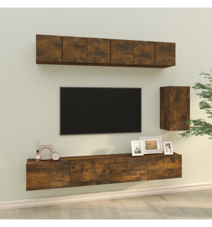 Ensemble de meubles TV 6 pcs Chêne fumé Bois d'ingénierie | Mobilier & Déco
