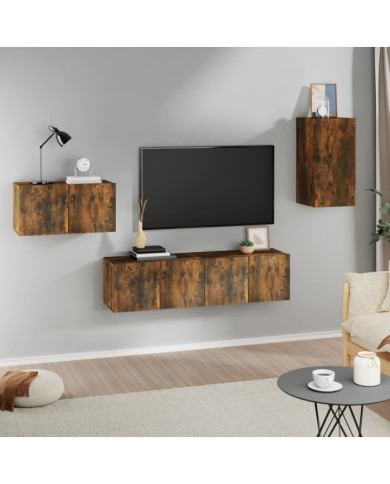 Ensemble de meubles TV 4 pcs Chêne fumé Bois d'ingénierie | Mobilier & Déco