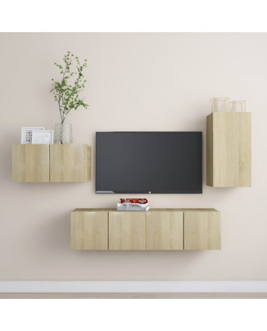 Ensemble de meubles TV 4 pcs Chêne sonoma Bois d'ingénierie | Mobilier & Déco