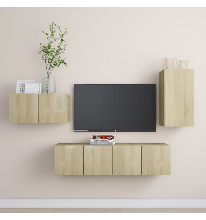 Ensemble de meubles TV 4 pcs Chêne sonoma Bois d'ingénierie | Mobilier & Déco
