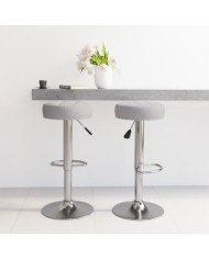 Tabourets de bar lot de 2 gris tissu | Mobilier & Déco