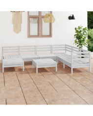Salon de jardin 8 pcs Bois de pin massif Blanc | Mobilier & Déco