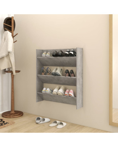 Armoire à chaussures murale Gris béton 80x18x90 cm Aggloméré | Mobilier & Déco