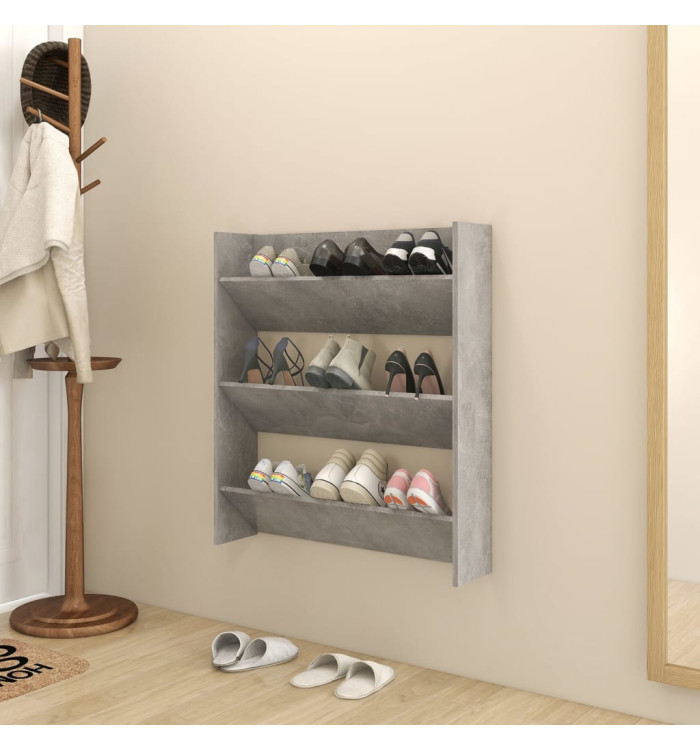 Armoire à chaussures murale Gris béton 80x18x90 cm Aggloméré | Mobilier & Déco