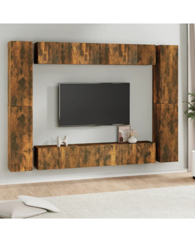 Ensemble de meubles TV 10 pcs Chêne fumé Bois d'ingénierie | Mobilier & Déco