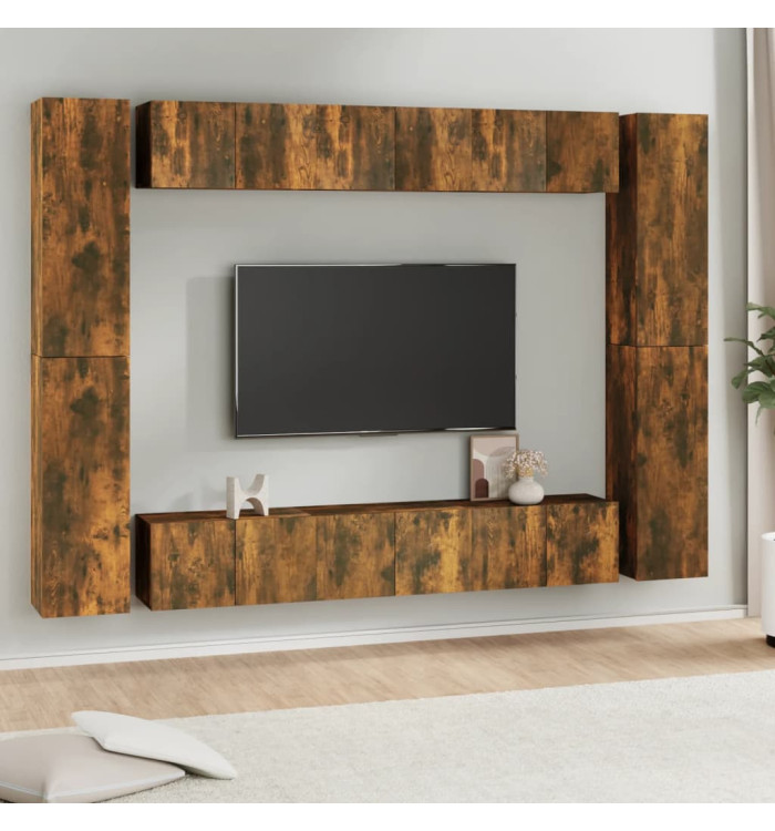 Ensemble de meubles TV 10 pcs Chêne fumé Bois d'ingénierie | Mobilier & Déco
