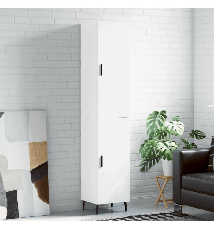 Buffet haut Blanc 34,5x34x180 cm Bois d'ingénierie | Mobilier & Déco