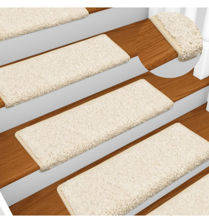 Tapis d'escalier 15 pcs 65x21x4 cm Blanc | Mobilier & Déco